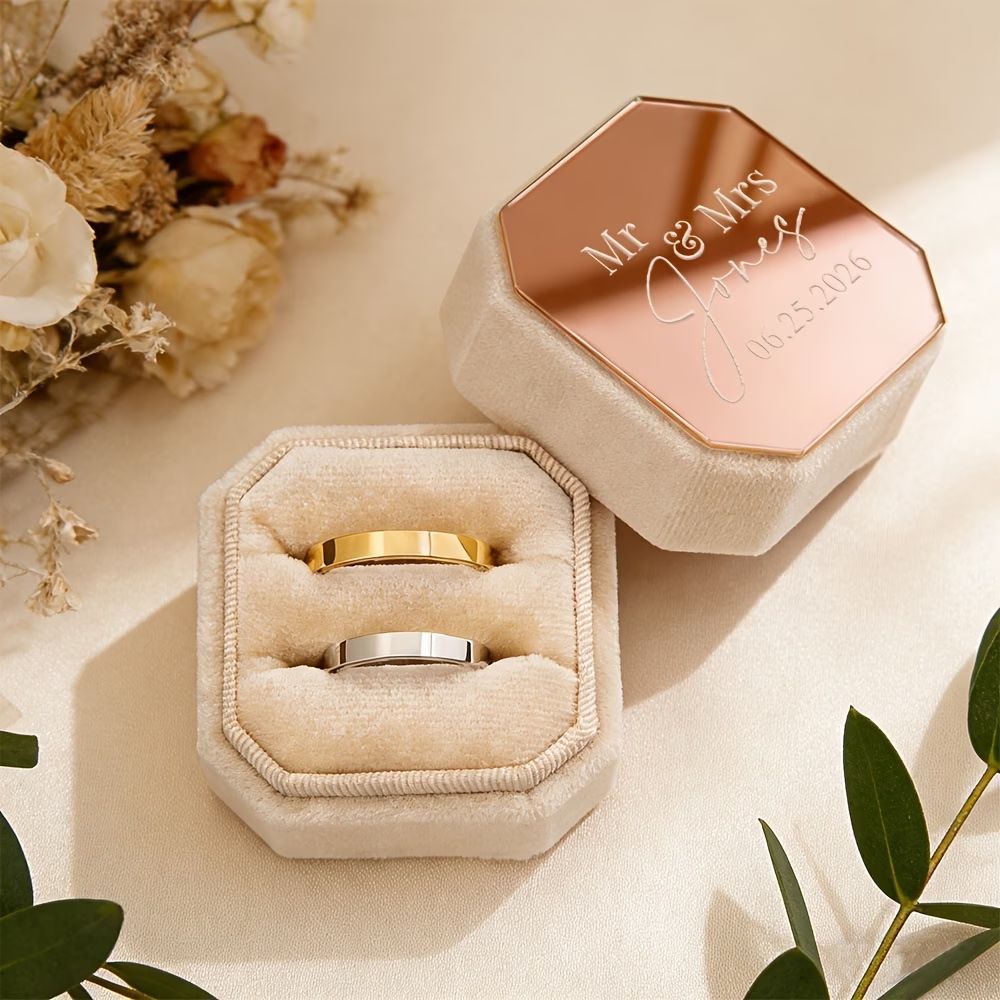 Personalized Octagon Velvet Ri - đánh giá và giá Velvet Jewelry Box