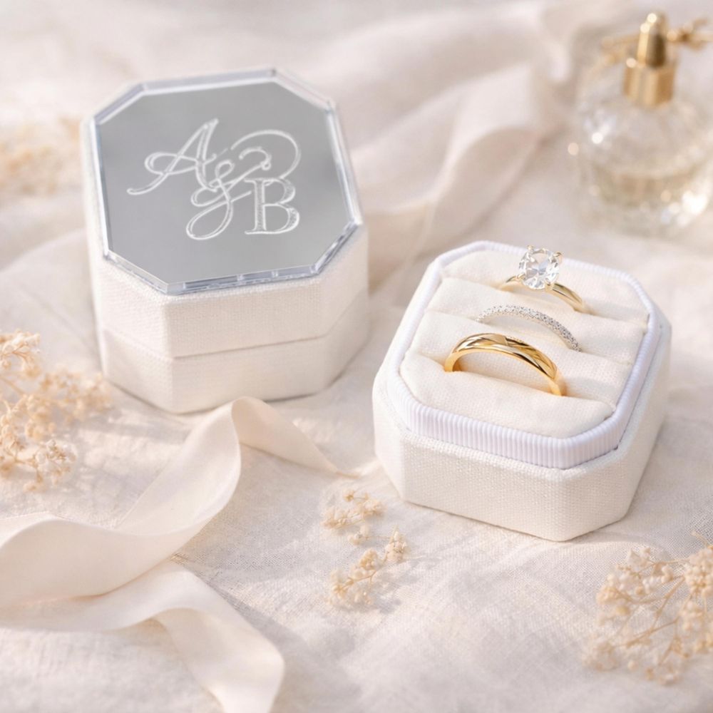 Personalized Octagon Velvet Ri - đánh giá và giá Velvet Jewelry Box